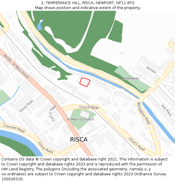 2, TEMPERANCE HILL, RISCA, NEWPORT, NP11 6FQ: Location map and indicative extent of plot