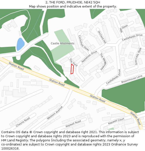 2, THE FORD, PRUDHOE, NE42 5QH: Location map and indicative extent of plot