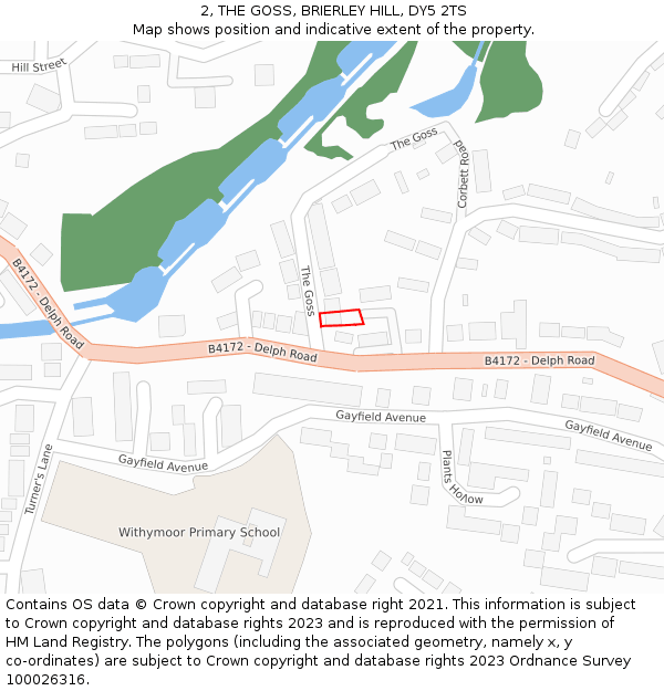 2, THE GOSS, BRIERLEY HILL, DY5 2TS: Location map and indicative extent of plot