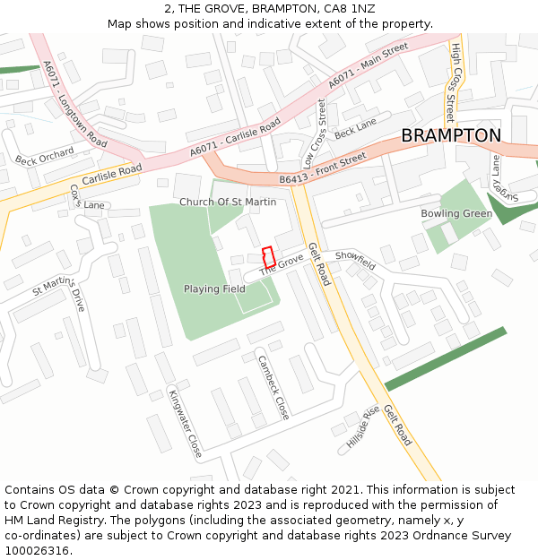 2, THE GROVE, BRAMPTON, CA8 1NZ: Location map and indicative extent of plot