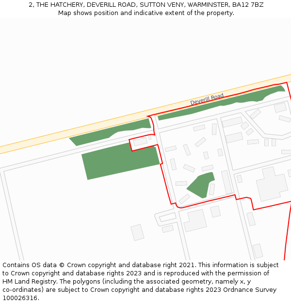 2, THE HATCHERY, DEVERILL ROAD, SUTTON VENY, WARMINSTER, BA12 7BZ: Location map and indicative extent of plot