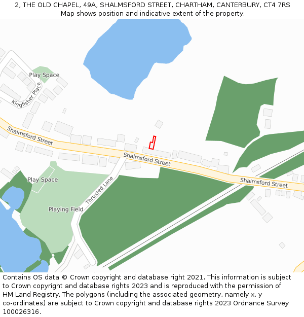 2, THE OLD CHAPEL, 49A, SHALMSFORD STREET, CHARTHAM, CANTERBURY, CT4 7RS: Location map and indicative extent of plot