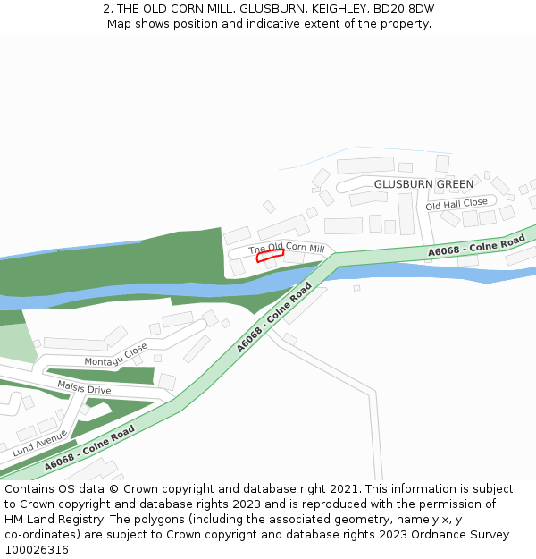 2, THE OLD CORN MILL, GLUSBURN, KEIGHLEY, BD20 8DW: Location map and indicative extent of plot