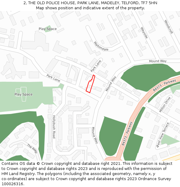 2, THE OLD POLICE HOUSE, PARK LANE, MADELEY, TELFORD, TF7 5HN: Location map and indicative extent of plot