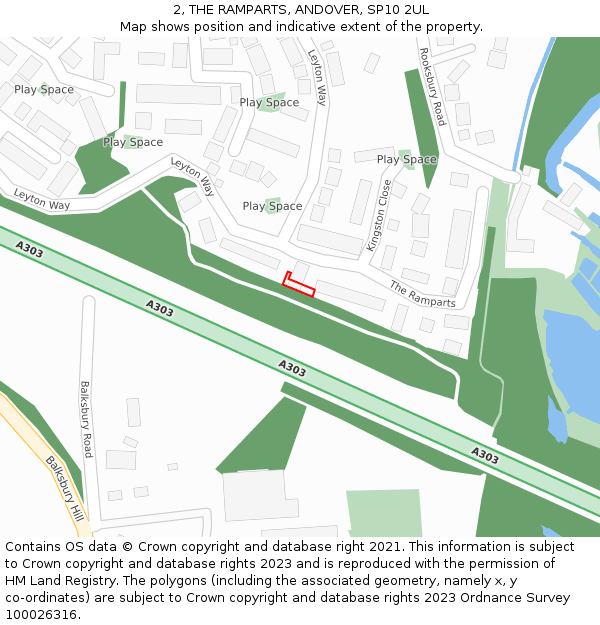 2, THE RAMPARTS, ANDOVER, SP10 2UL: Location map and indicative extent of plot
