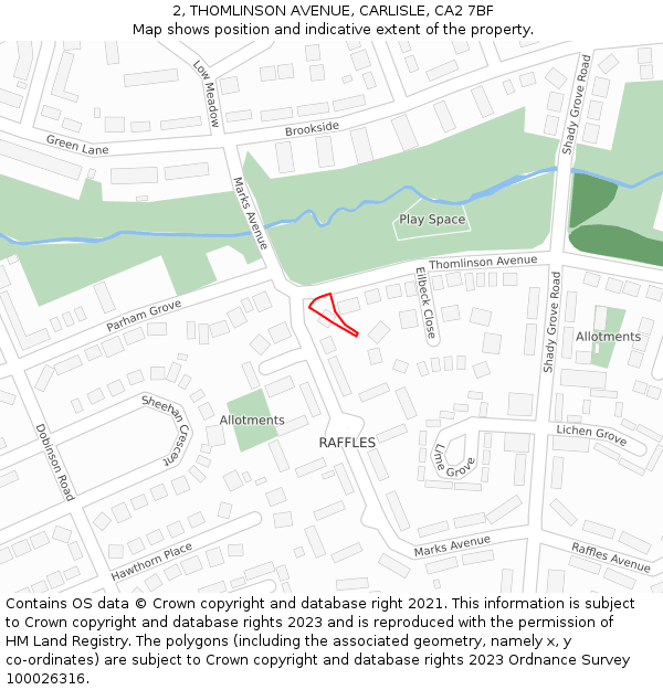 2, THOMLINSON AVENUE, CARLISLE, CA2 7BF: Location map and indicative extent of plot