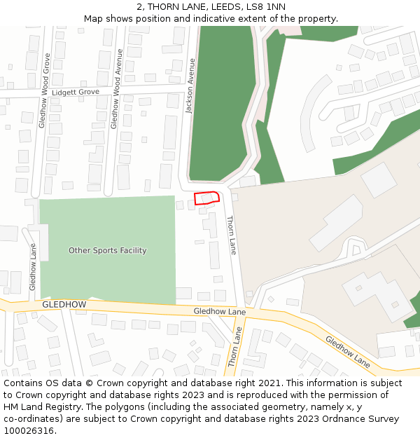 2, THORN LANE, LEEDS, LS8 1NN: Location map and indicative extent of plot