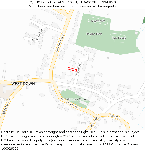 2, THORNE PARK, WEST DOWN, ILFRACOMBE, EX34 8NG: Location map and indicative extent of plot
