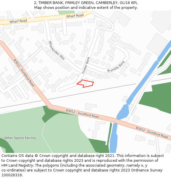 2, TIMBER BANK, FRIMLEY GREEN, CAMBERLEY, GU16 6PL: Location map and indicative extent of plot