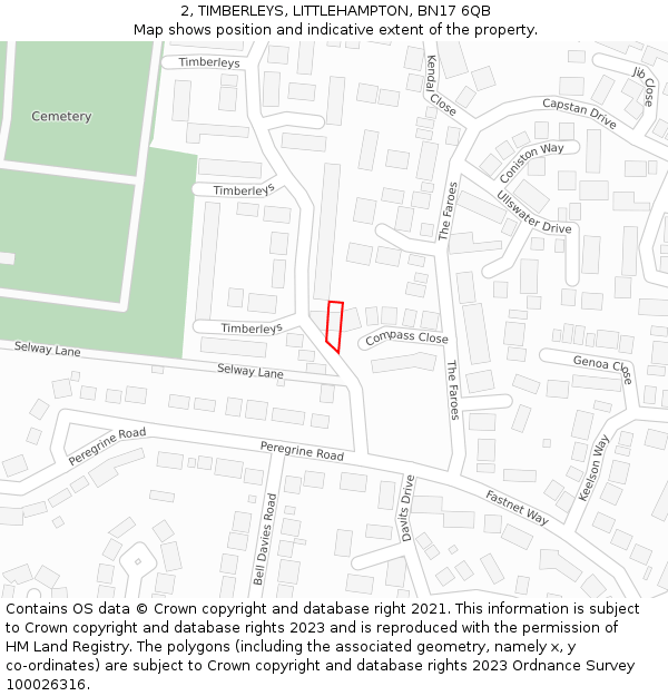 2, TIMBERLEYS, LITTLEHAMPTON, BN17 6QB: Location map and indicative extent of plot