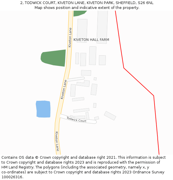 2, TODWICK COURT, KIVETON LANE, KIVETON PARK, SHEFFIELD, S26 6NL: Location map and indicative extent of plot