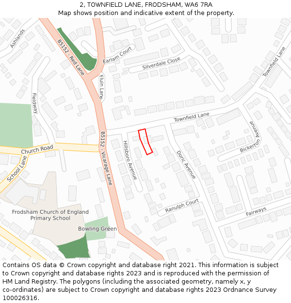 2, TOWNFIELD LANE, FRODSHAM, WA6 7RA: Location map and indicative extent of plot