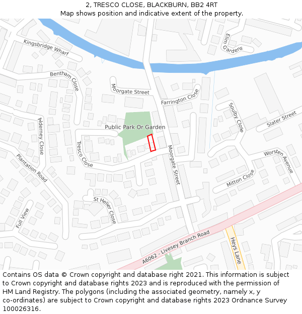 2, TRESCO CLOSE, BLACKBURN, BB2 4RT: Location map and indicative extent of plot