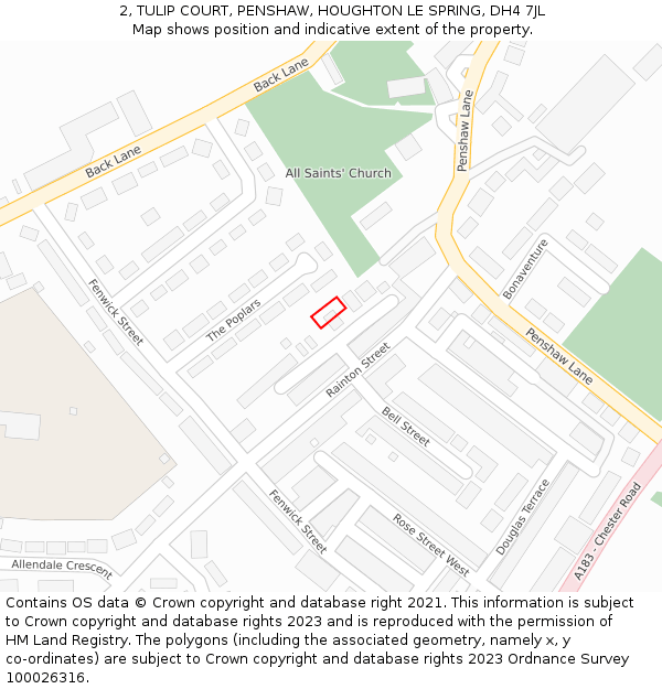 2, TULIP COURT, PENSHAW, HOUGHTON LE SPRING, DH4 7JL: Location map and indicative extent of plot