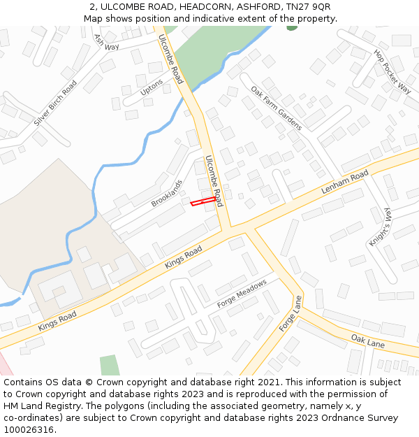2, ULCOMBE ROAD, HEADCORN, ASHFORD, TN27 9QR: Location map and indicative extent of plot