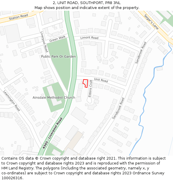 2, UNIT ROAD, SOUTHPORT, PR8 3NL: Location map and indicative extent of plot