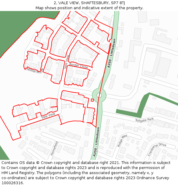 2, VALE VIEW, SHAFTESBURY, SP7 8TJ: Location map and indicative extent of plot
