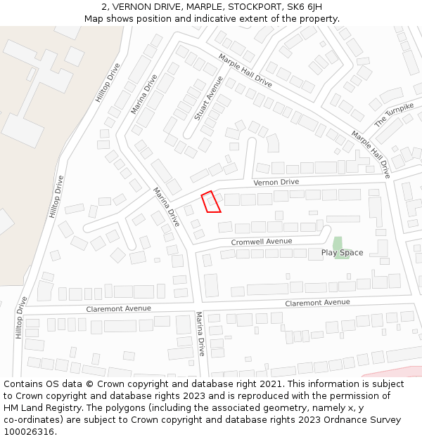 2, VERNON DRIVE, MARPLE, STOCKPORT, SK6 6JH: Location map and indicative extent of plot