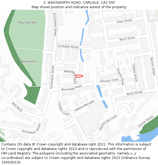 2, WADSWORTH ROAD, CARLISLE, CA2 5SF: Location map and indicative extent of plot