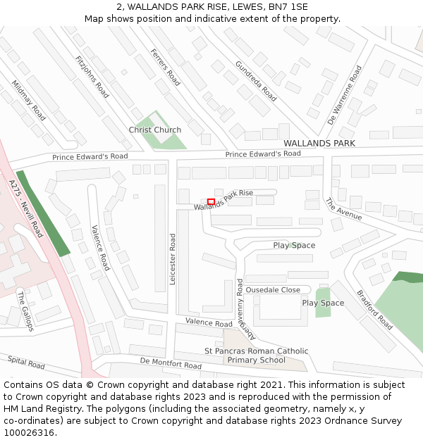 2, WALLANDS PARK RISE, LEWES, BN7 1SE: Location map and indicative extent of plot