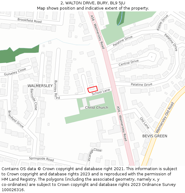 2, WALTON DRIVE, BURY, BL9 5JU: Location map and indicative extent of plot