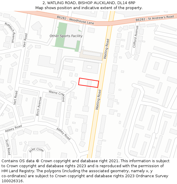 2, WATLING ROAD, BISHOP AUCKLAND, DL14 6RP: Location map and indicative extent of plot