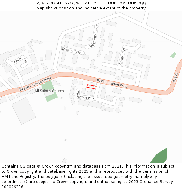 2, WEARDALE PARK, WHEATLEY HILL, DURHAM, DH6 3QQ: Location map and indicative extent of plot