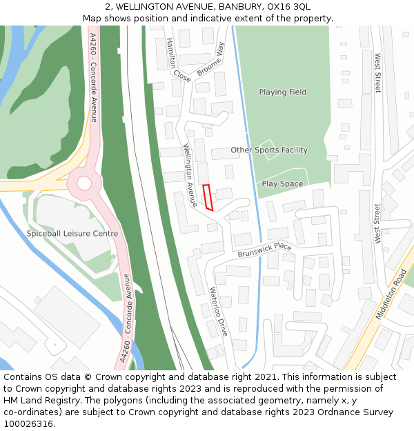 2, WELLINGTON AVENUE, BANBURY, OX16 3QL: Location map and indicative extent of plot