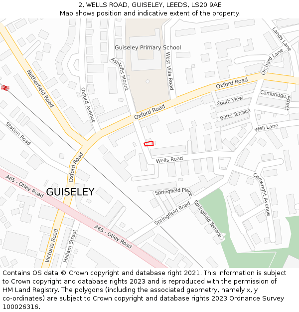 2, WELLS ROAD, GUISELEY, LEEDS, LS20 9AE: Location map and indicative extent of plot