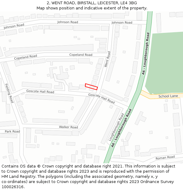 2, WENT ROAD, BIRSTALL, LEICESTER, LE4 3BG: Location map and indicative extent of plot