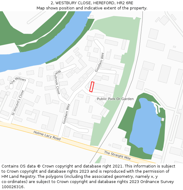 2, WESTBURY CLOSE, HEREFORD, HR2 6RE: Location map and indicative extent of plot