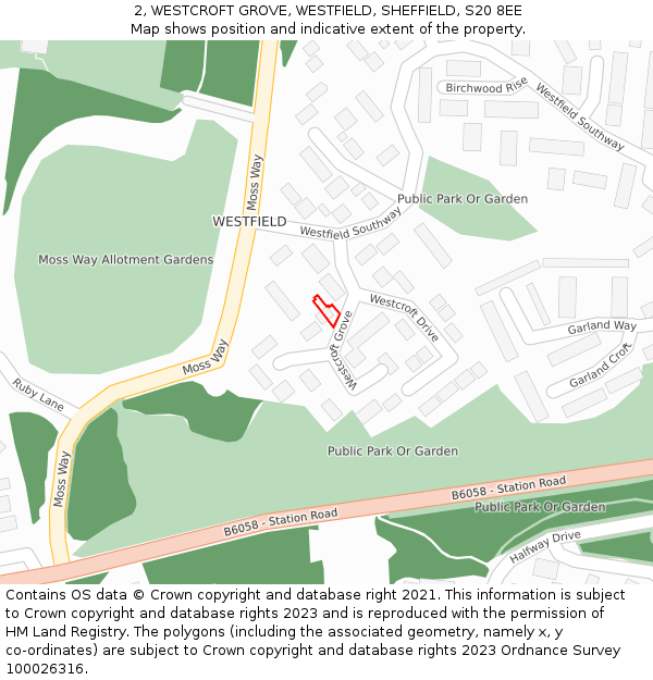 2, WESTCROFT GROVE, WESTFIELD, SHEFFIELD, S20 8EE: Location map and indicative extent of plot
