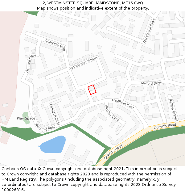 2, WESTMINSTER SQUARE, MAIDSTONE, ME16 0WQ: Location map and indicative extent of plot