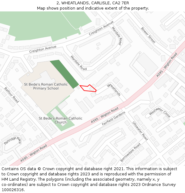2, WHEATLANDS, CARLISLE, CA2 7ER: Location map and indicative extent of plot