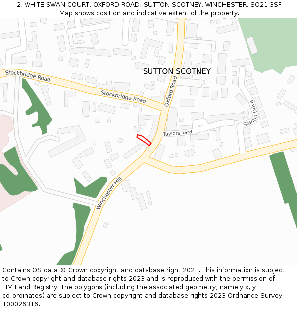 2, WHITE SWAN COURT, OXFORD ROAD, SUTTON SCOTNEY, WINCHESTER, SO21 3SF: Location map and indicative extent of plot