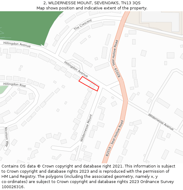 2, WILDERNESSE MOUNT, SEVENOAKS, TN13 3QS: Location map and indicative extent of plot