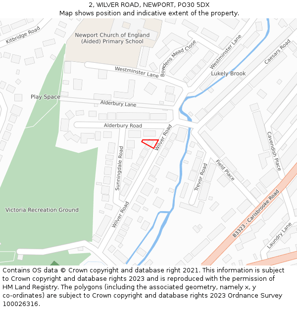 2, WILVER ROAD, NEWPORT, PO30 5DX: Location map and indicative extent of plot