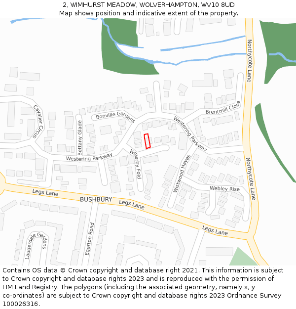 2, WIMHURST MEADOW, WOLVERHAMPTON, WV10 8UD: Location map and indicative extent of plot