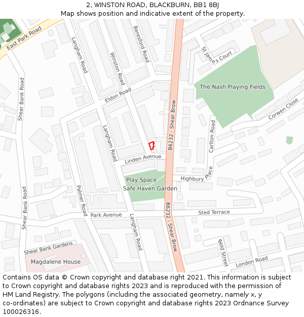 2, WINSTON ROAD, BLACKBURN, BB1 8BJ: Location map and indicative extent of plot