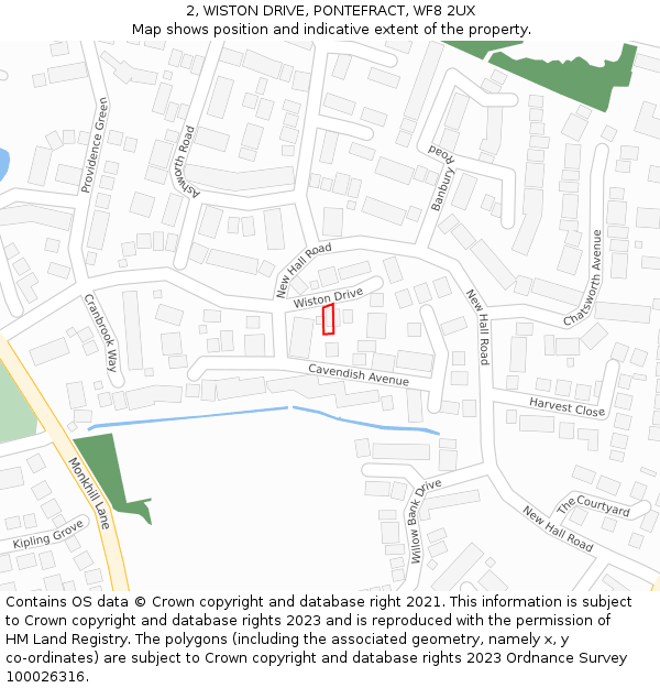 2, WISTON DRIVE, PONTEFRACT, WF8 2UX: Location map and indicative extent of plot