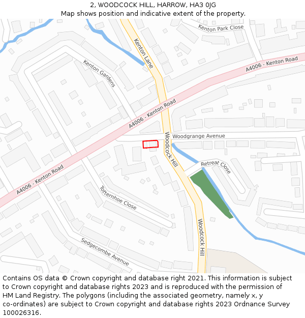 2, WOODCOCK HILL, HARROW, HA3 0JG: Location map and indicative extent of plot