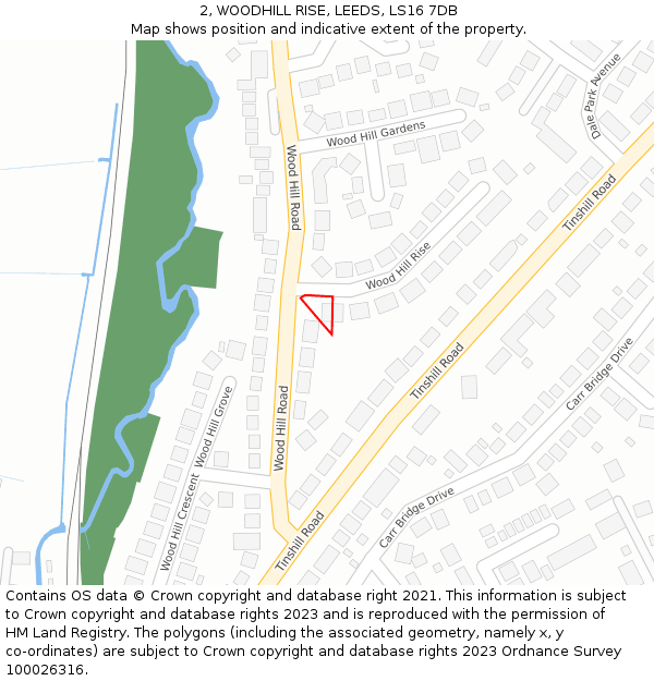 2, WOODHILL RISE, LEEDS, LS16 7DB: Location map and indicative extent of plot