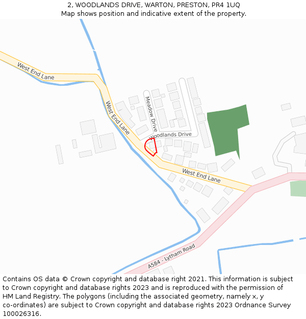 2, WOODLANDS DRIVE, WARTON, PRESTON, PR4 1UQ: Location map and indicative extent of plot