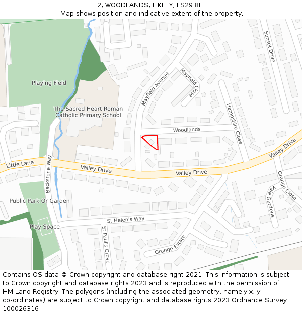 2, WOODLANDS, ILKLEY, LS29 8LE: Location map and indicative extent of plot