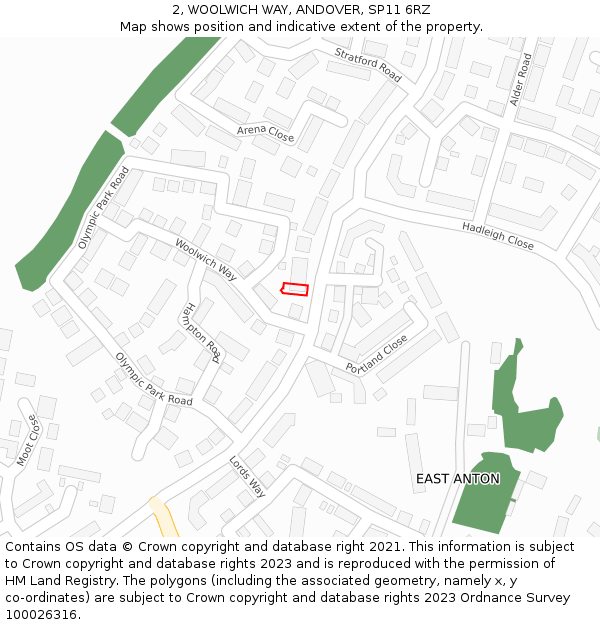 2, WOOLWICH WAY, ANDOVER, SP11 6RZ: Location map and indicative extent of plot