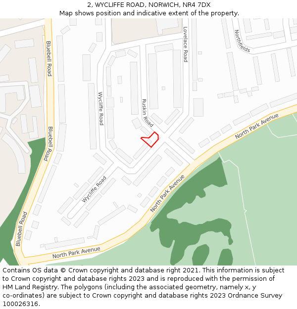 2, WYCLIFFE ROAD, NORWICH, NR4 7DX: Location map and indicative extent of plot