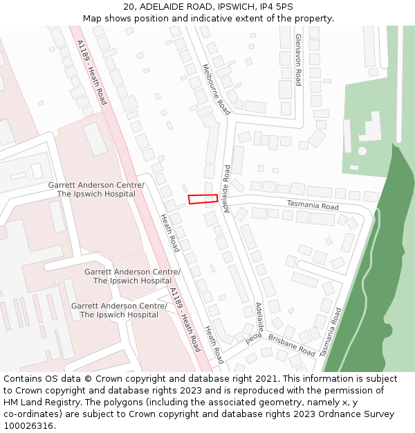 20, ADELAIDE ROAD, IPSWICH, IP4 5PS: Location map and indicative extent of plot