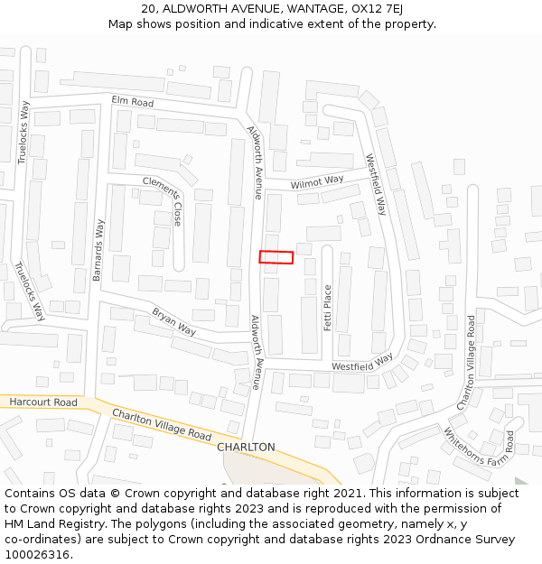 20, ALDWORTH AVENUE, WANTAGE, OX12 7EJ: Location map and indicative extent of plot