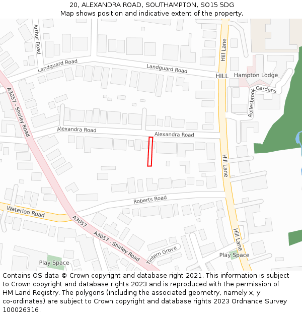 20, ALEXANDRA ROAD, SOUTHAMPTON, SO15 5DG: Location map and indicative extent of plot
