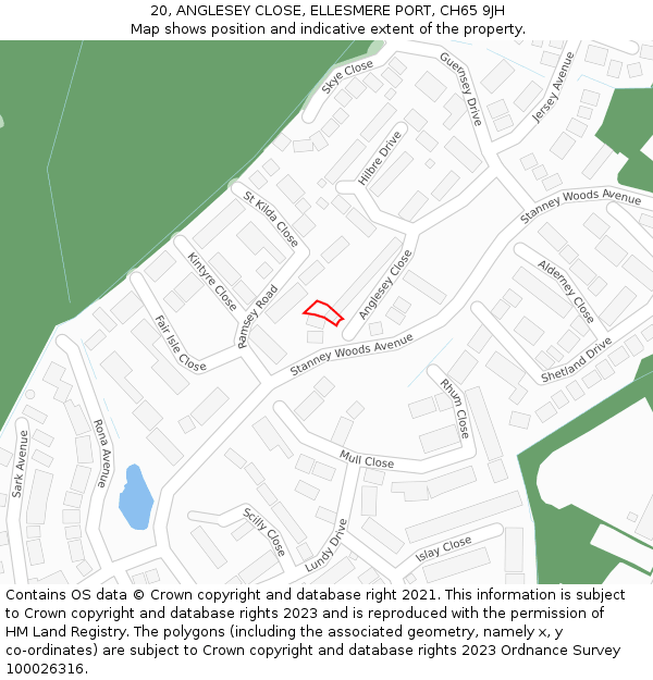 20, ANGLESEY CLOSE, ELLESMERE PORT, CH65 9JH: Location map and indicative extent of plot